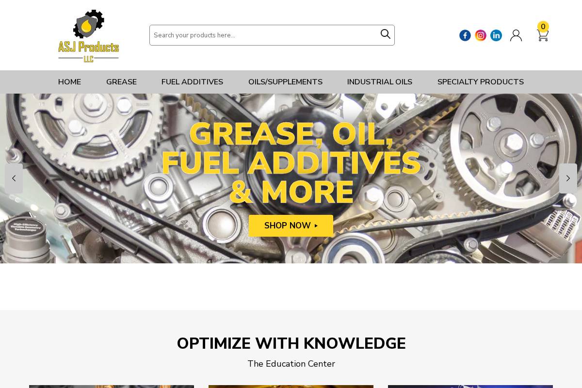 asjproducts.com homepage screenshot