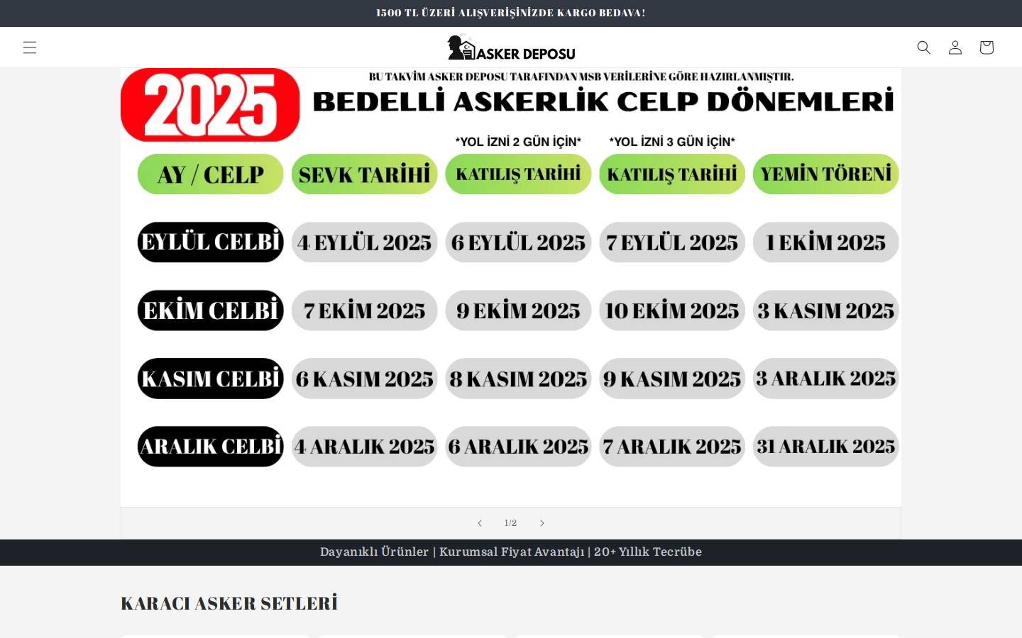 askerdeposu.com homepage screenshot