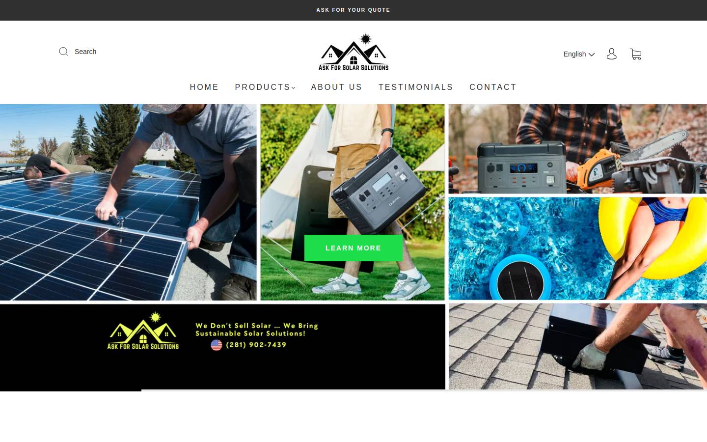 askforsolarsolutions.com homepage screenshot