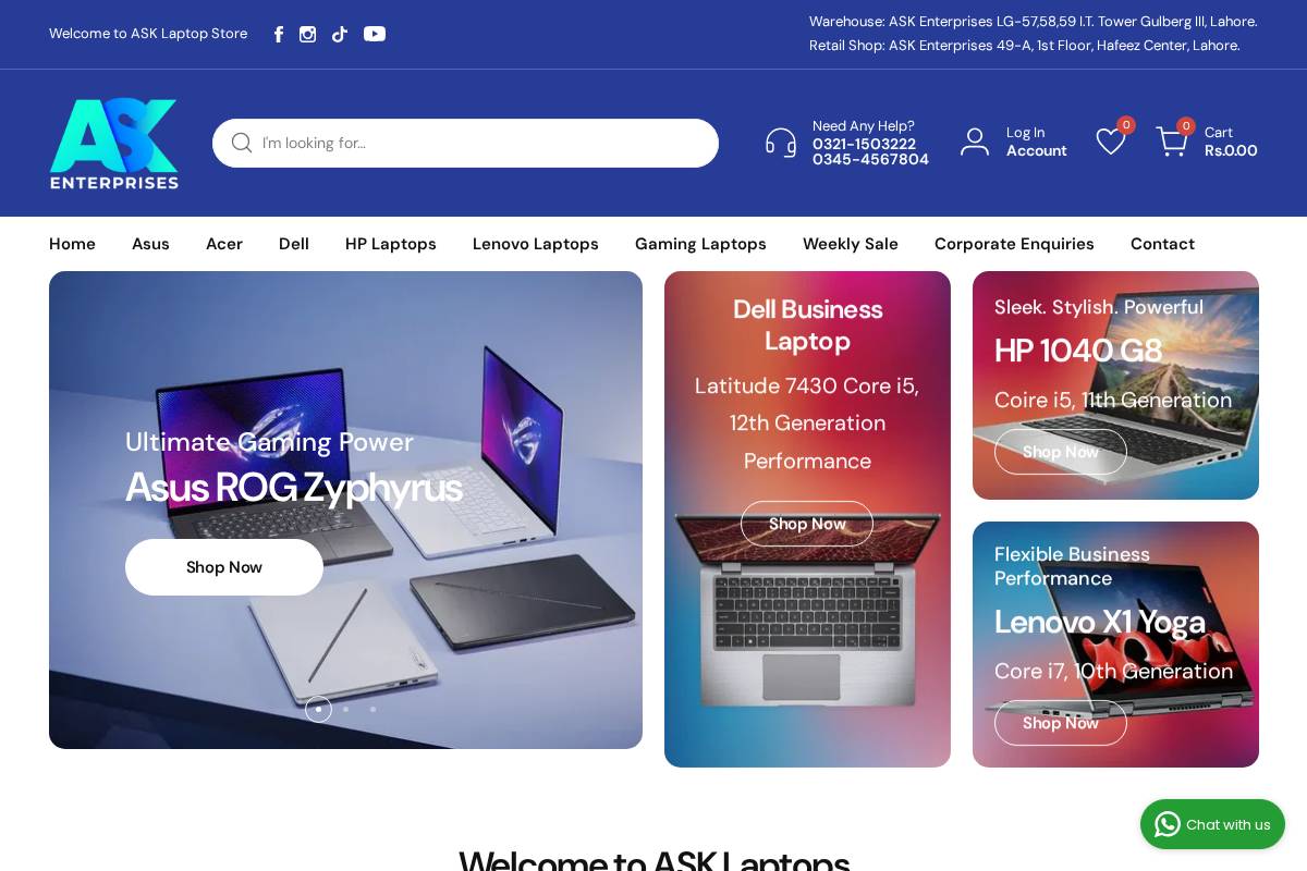 asklaptopstore.com homepage screenshot