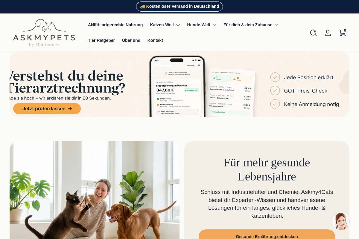 askmy4cats.de homepage screenshot