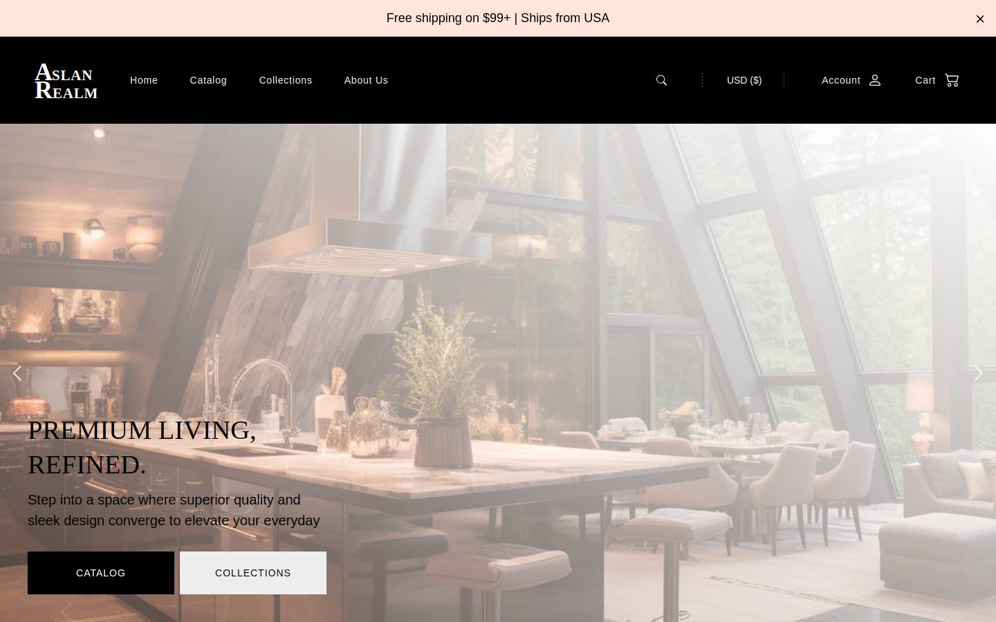 Aslan Realm homepage screenshot