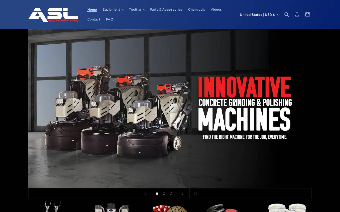 aslmachinesusa.com homepage screenshot