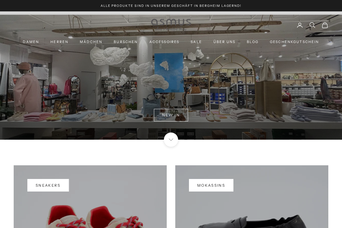 asmus shoes & beautiful things homepage screenshot