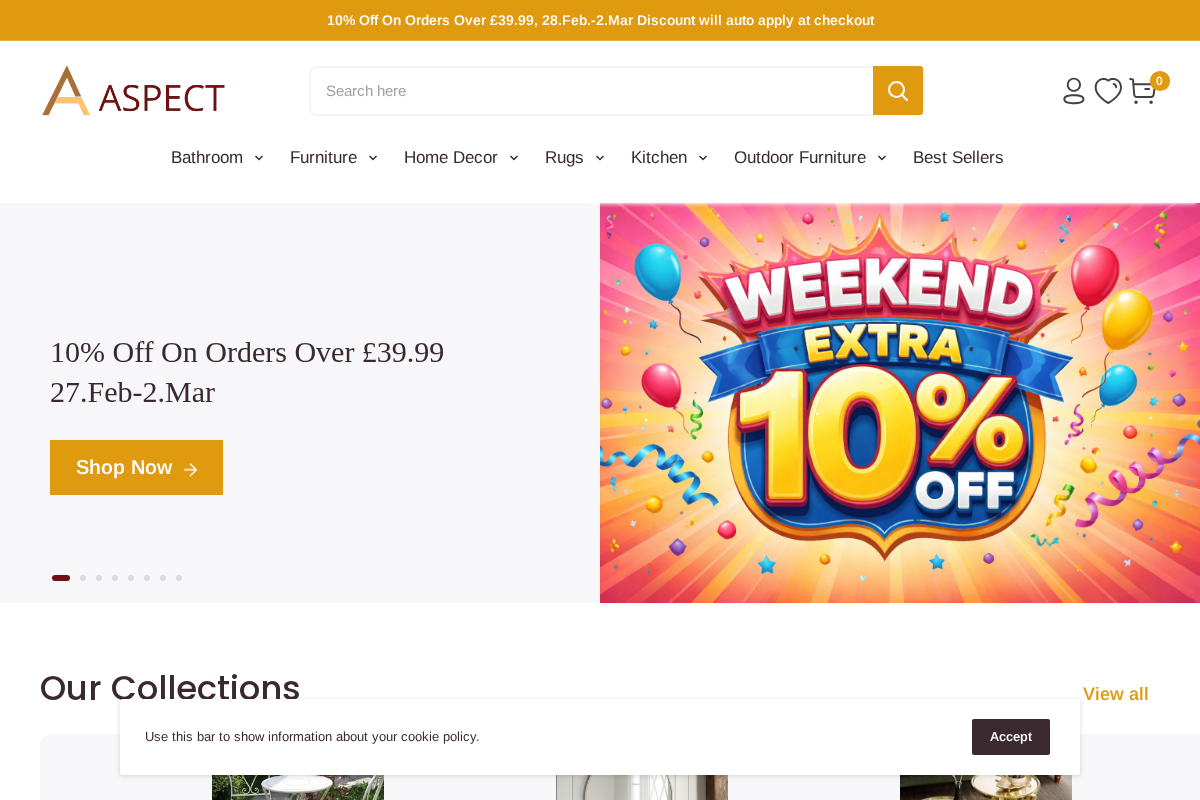 Aspect Furniture homepage screenshot