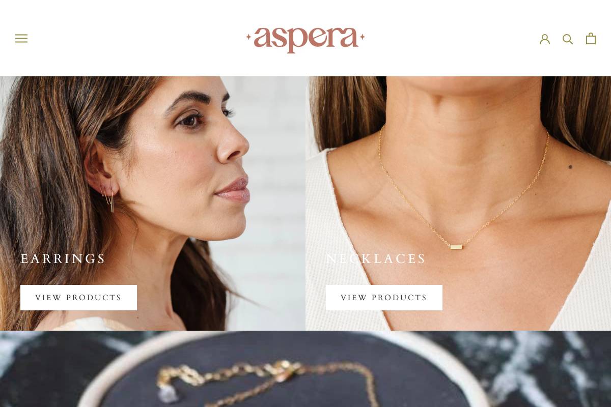 asperajewelry.com homepage screenshot