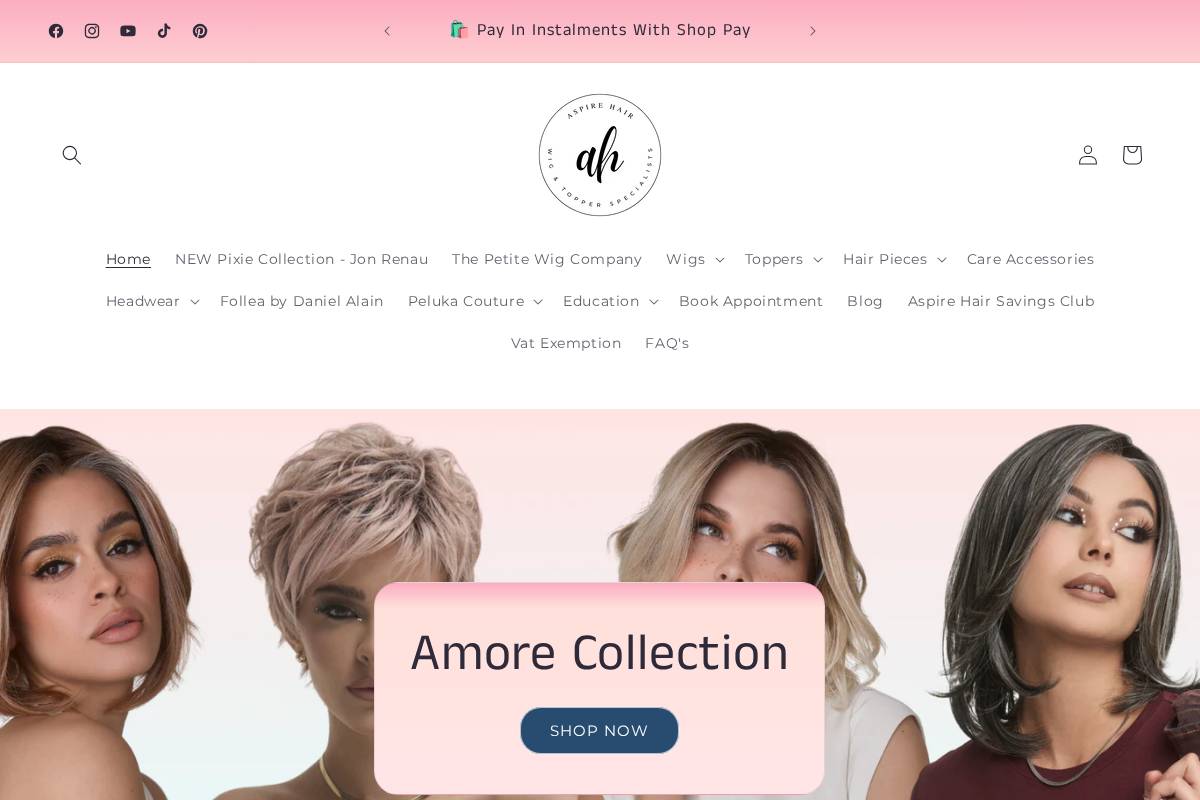 aspire-hair.com homepage screenshot