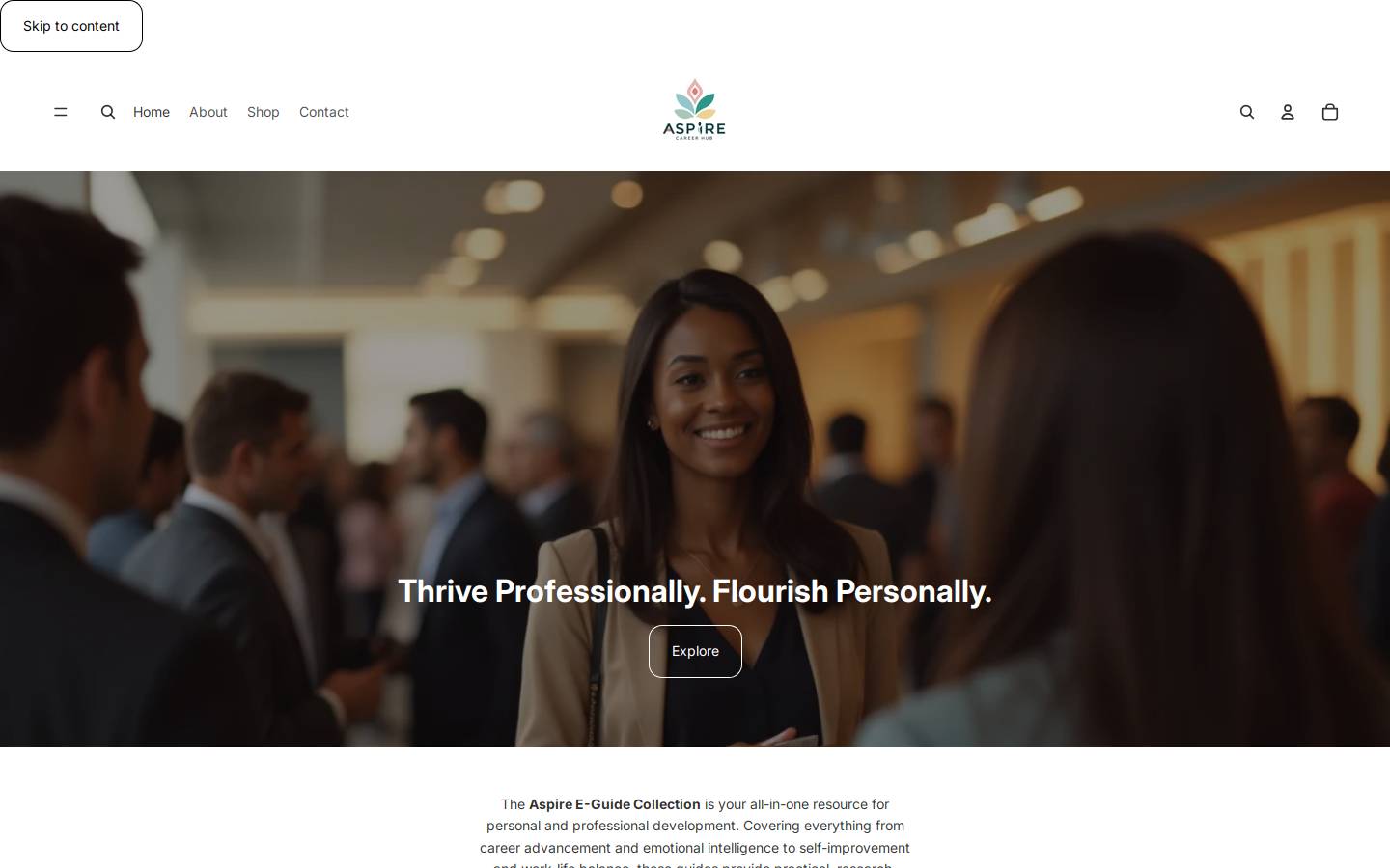 aspirecareerhub.com homepage screenshot