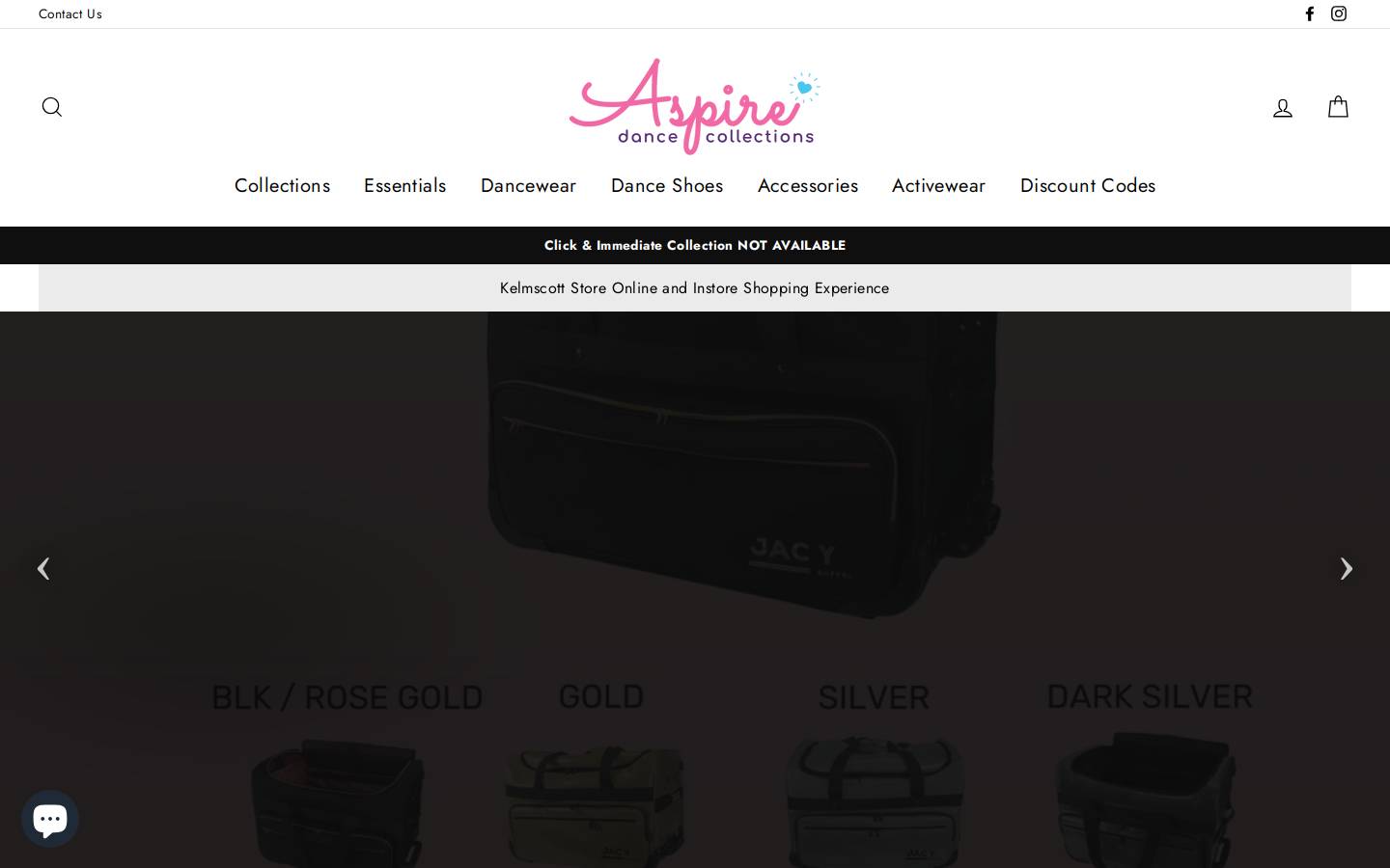 Aspiredancecollections homepage screenshot