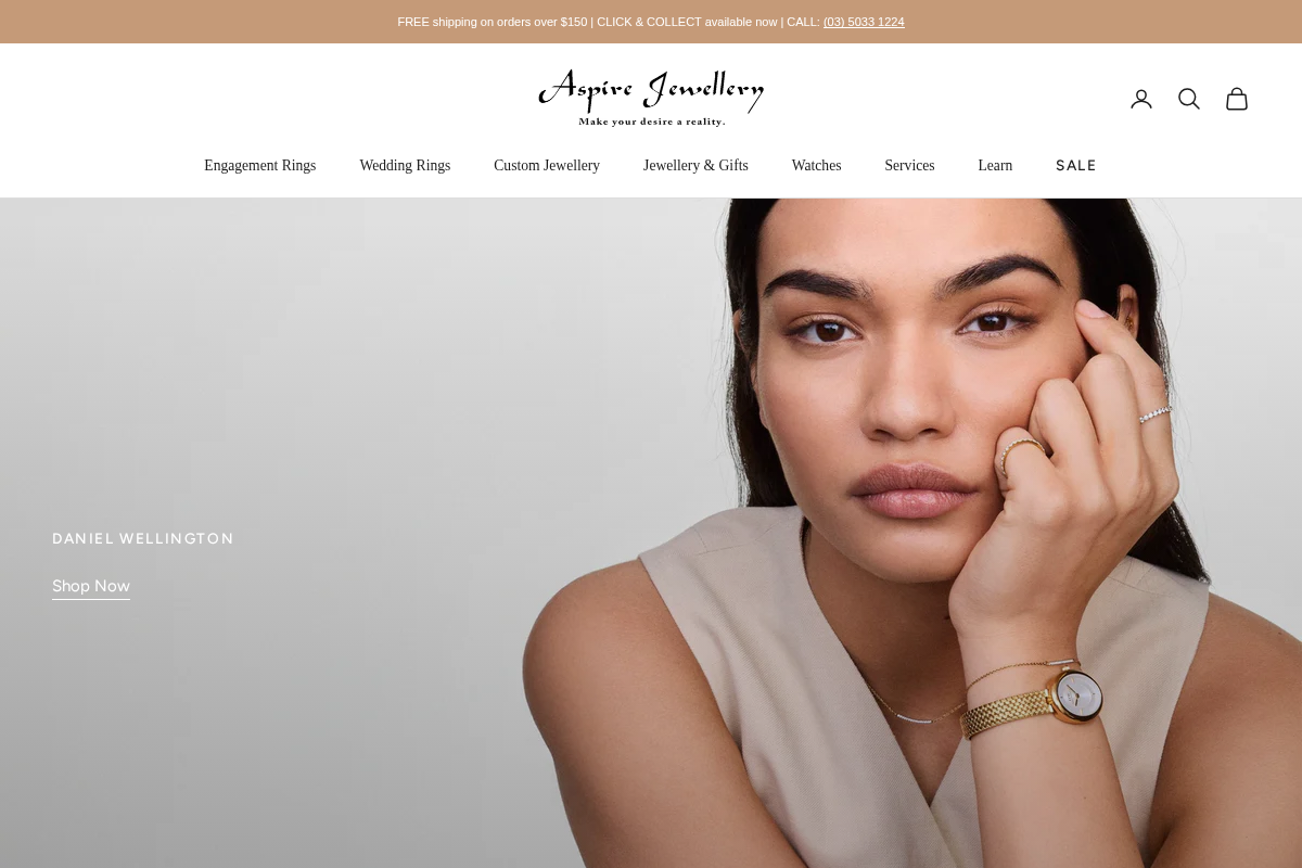 aspirejewellery.com.au homepage screenshot
