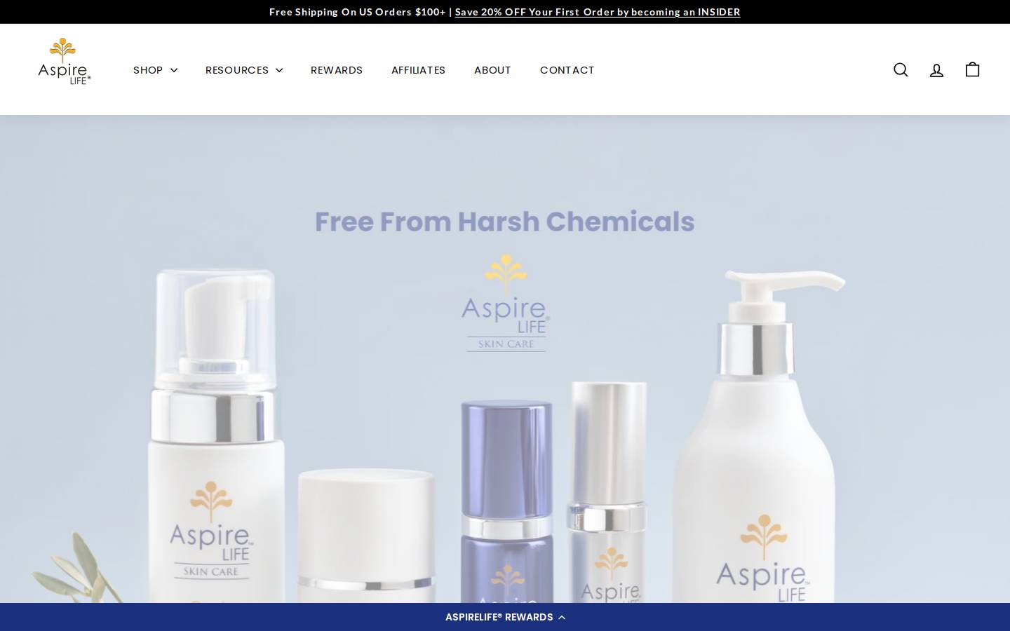 aspirelife.com homepage screenshot