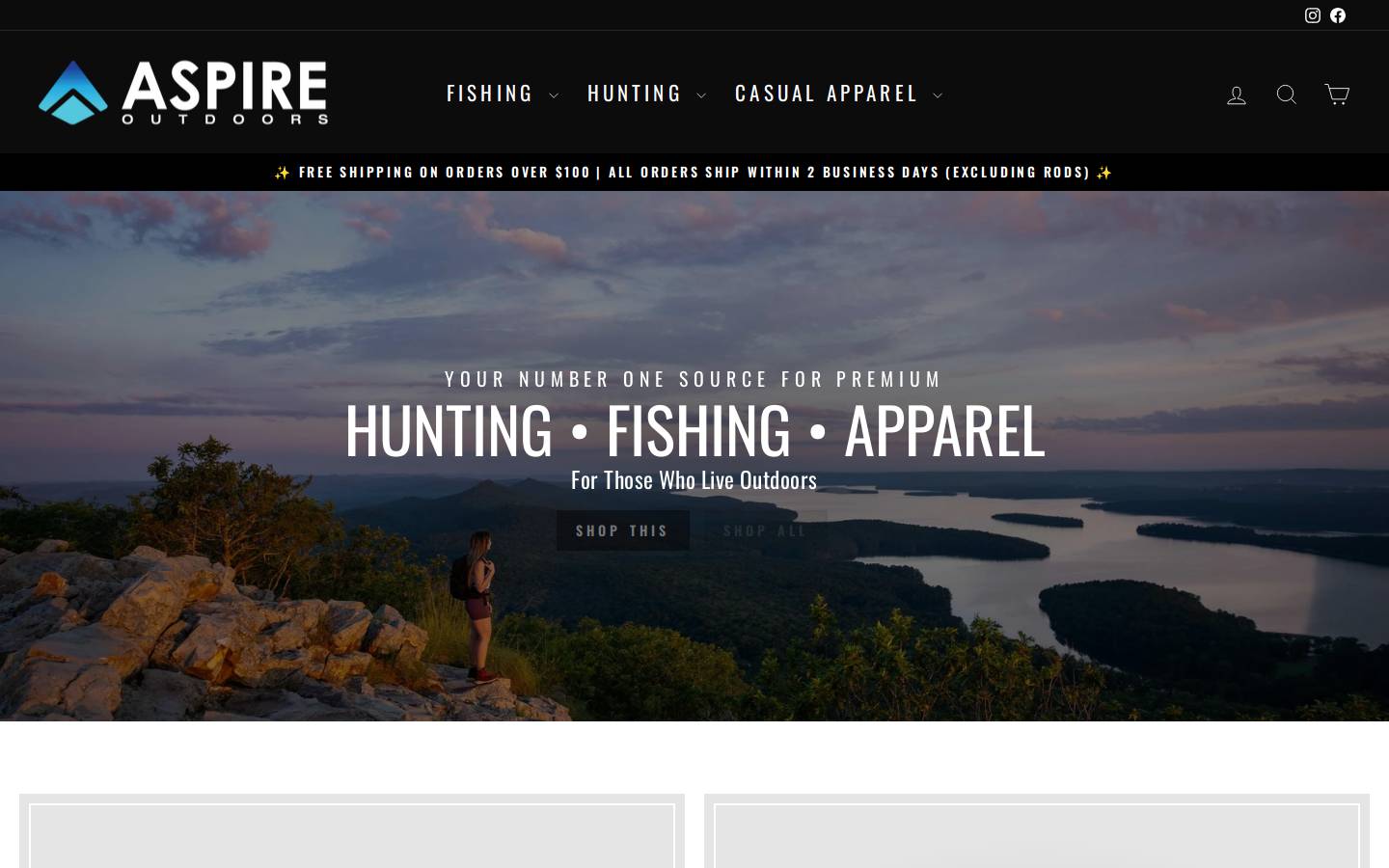 aspireoutdoors.com homepage screenshot