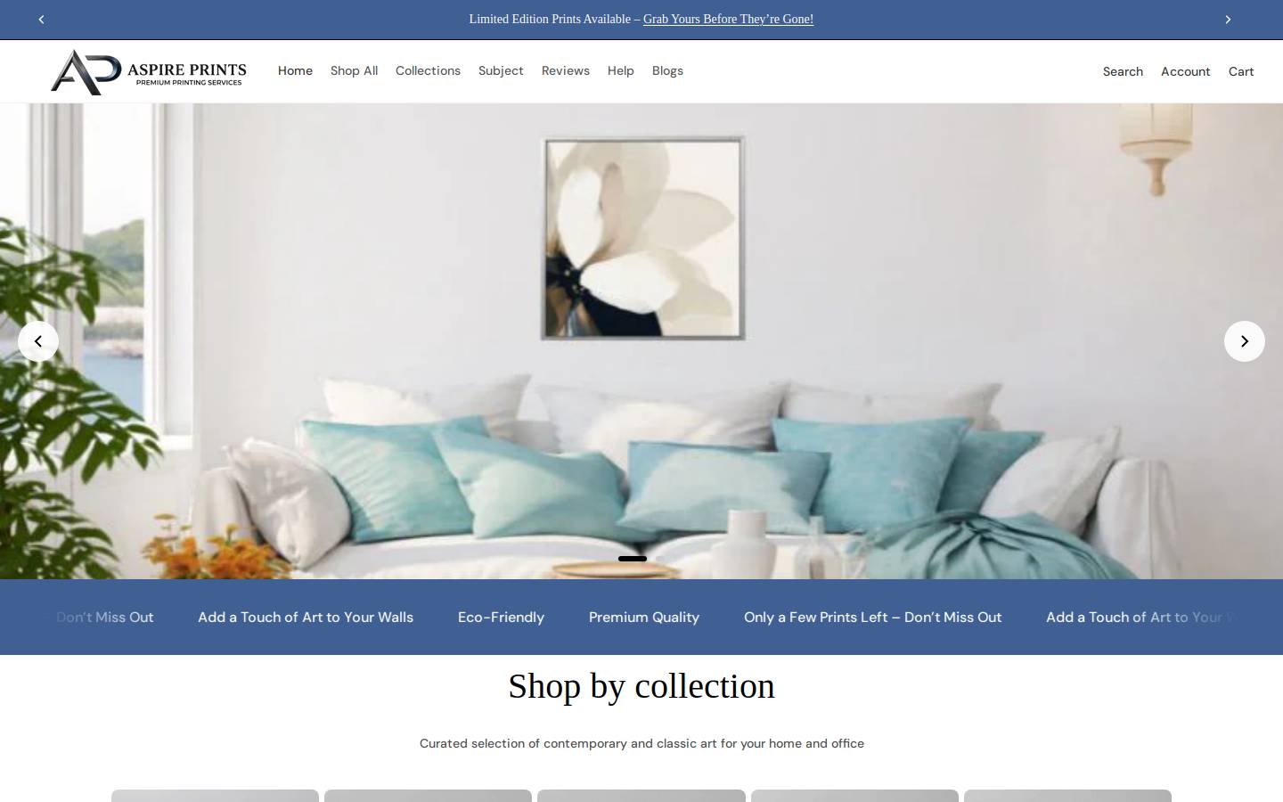 Aspireprints homepage screenshot