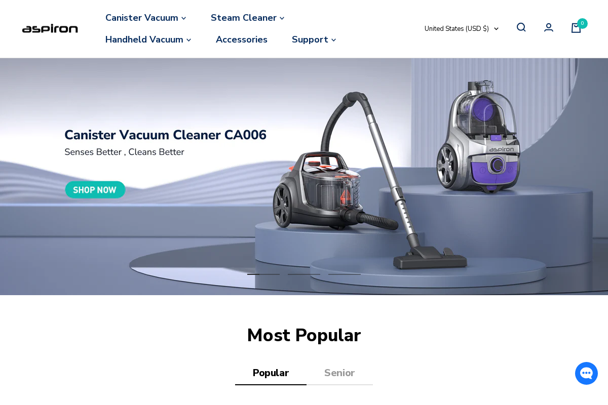 Aspiron homepage screenshot