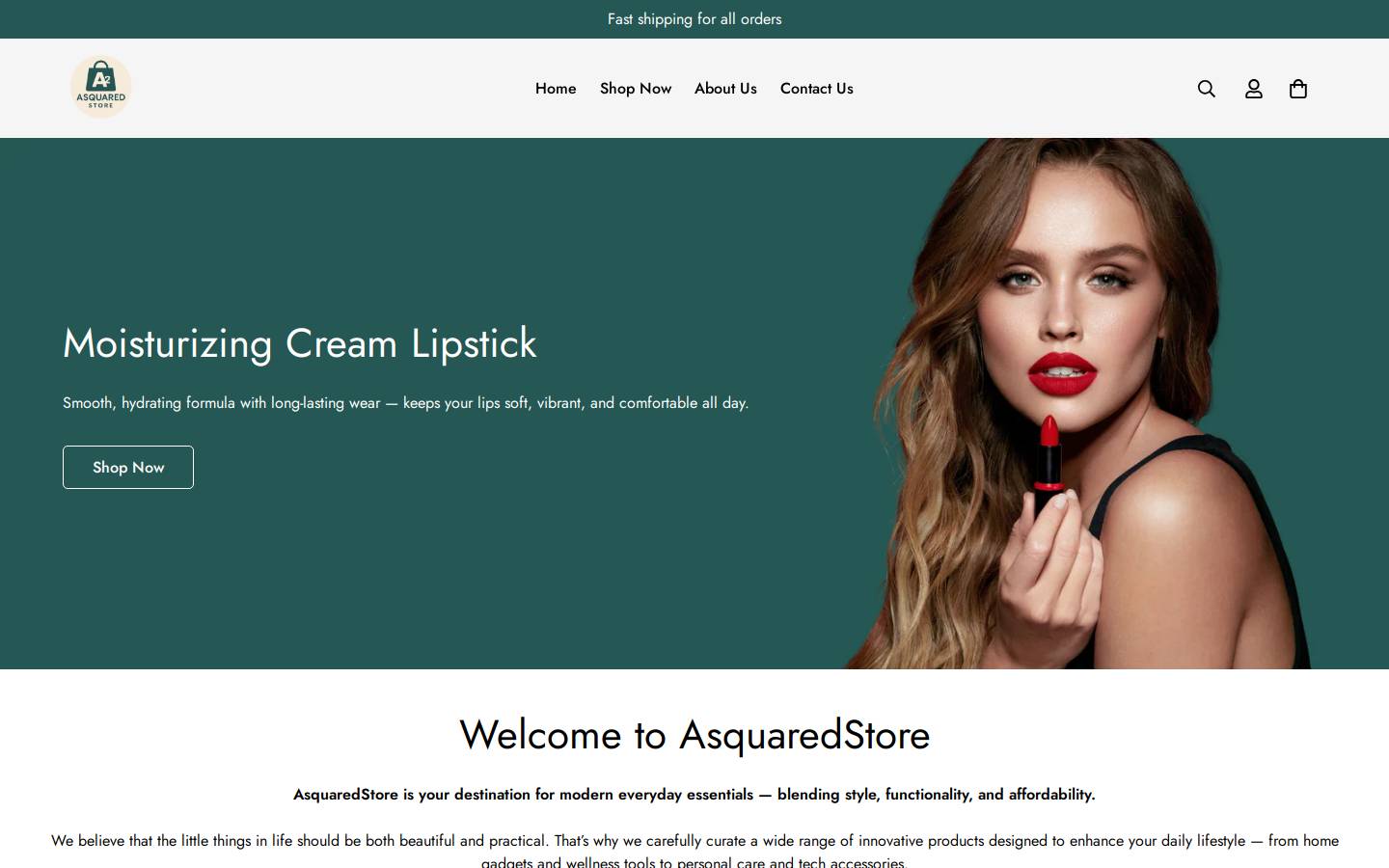 asquaredstore.com homepage screenshot