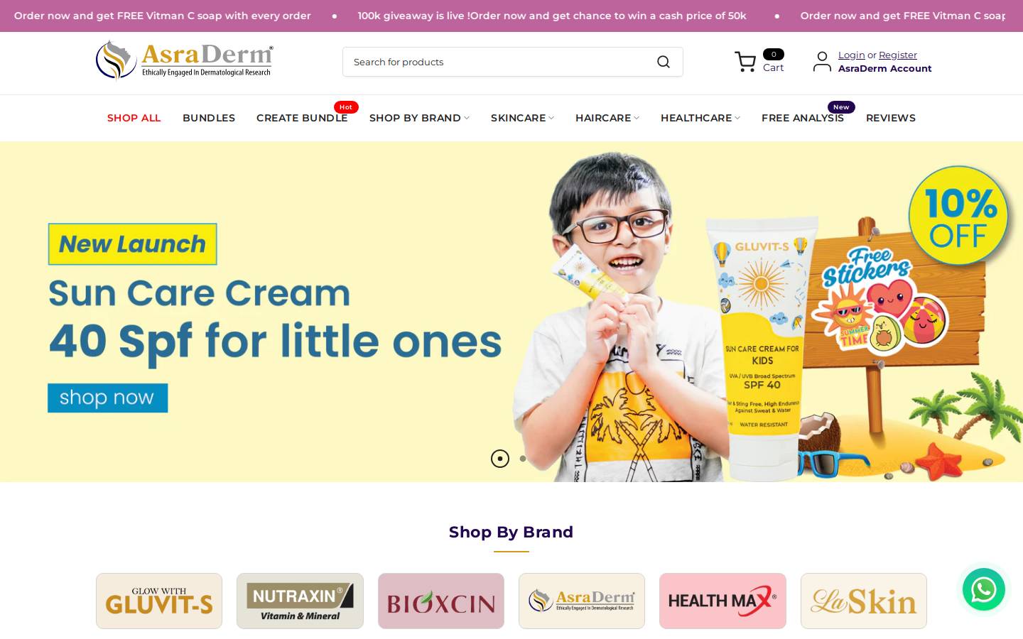 asraderm.com homepage screenshot