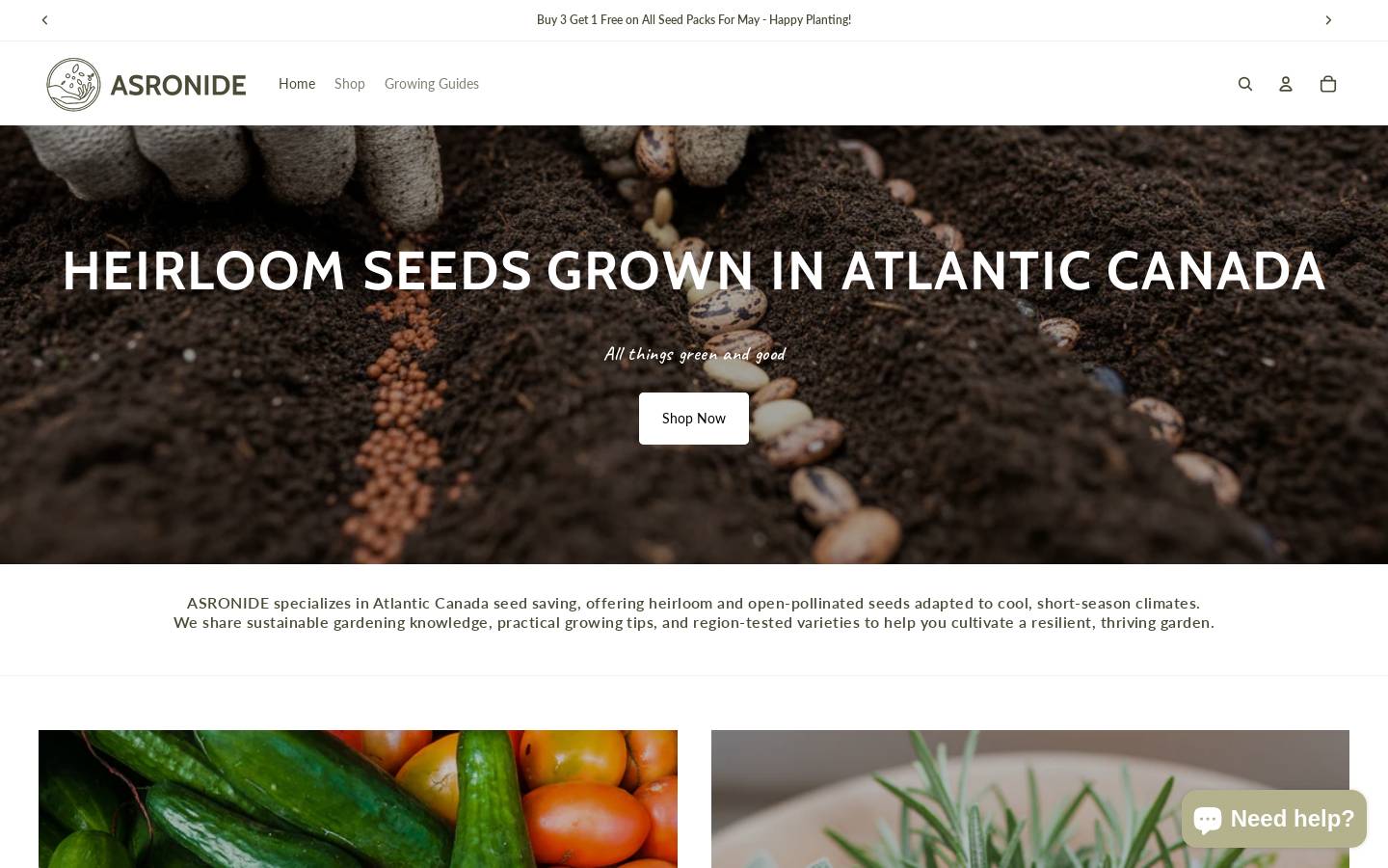 asronide.ca homepage screenshot
