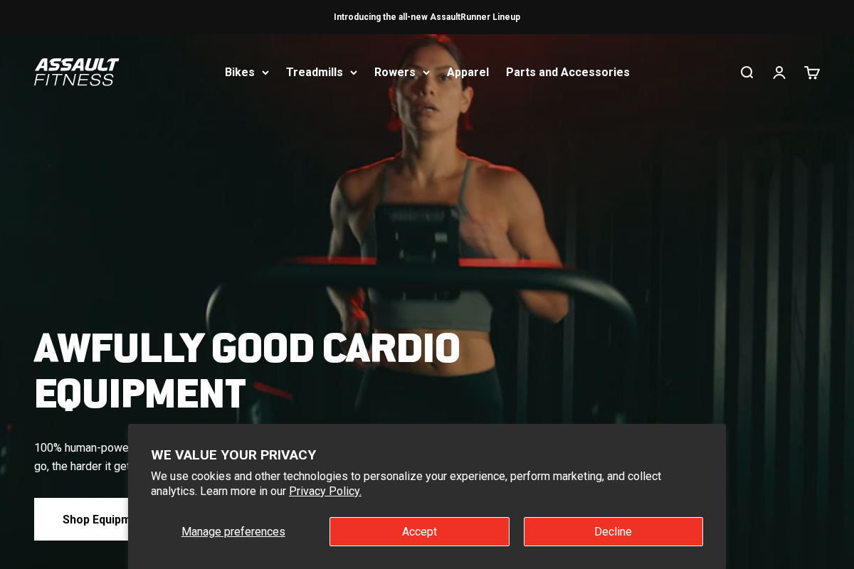 Assault Fitness homepage screenshot