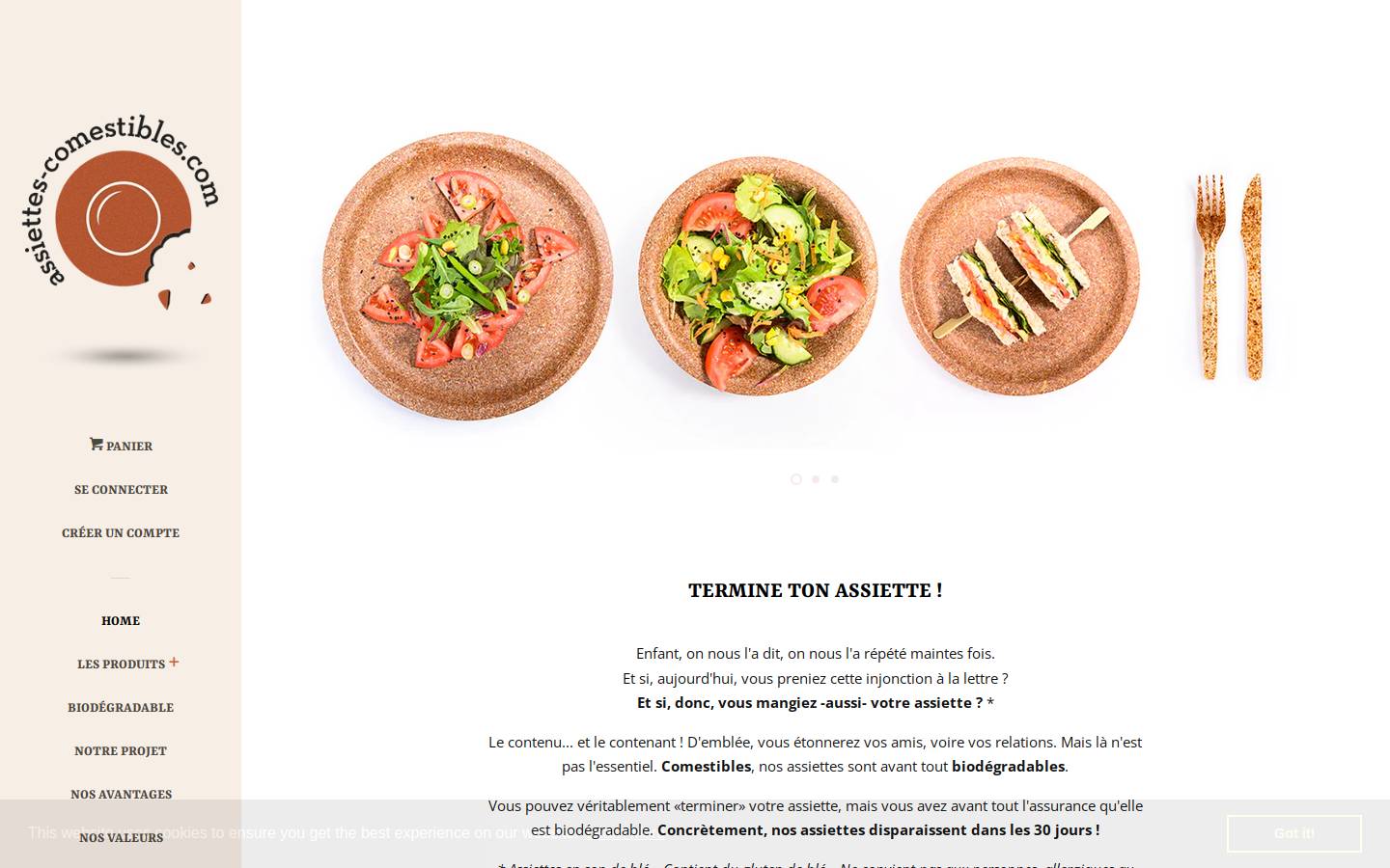 assiettes-comestibles.com homepage screenshot