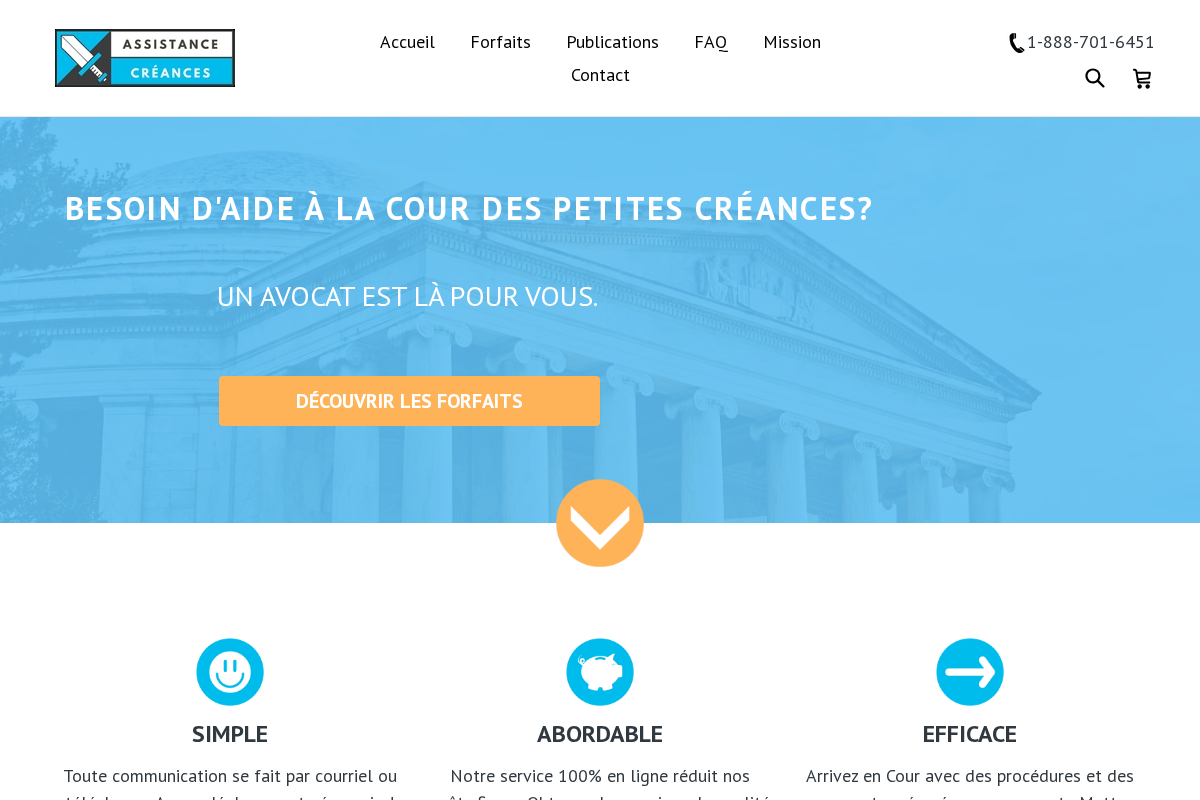 Assistance Créances homepage screenshot