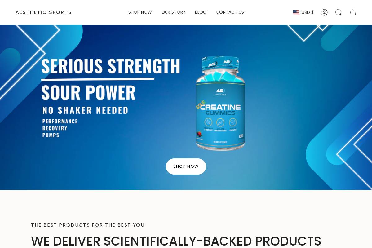 Aesthetic Sports homepage screenshot