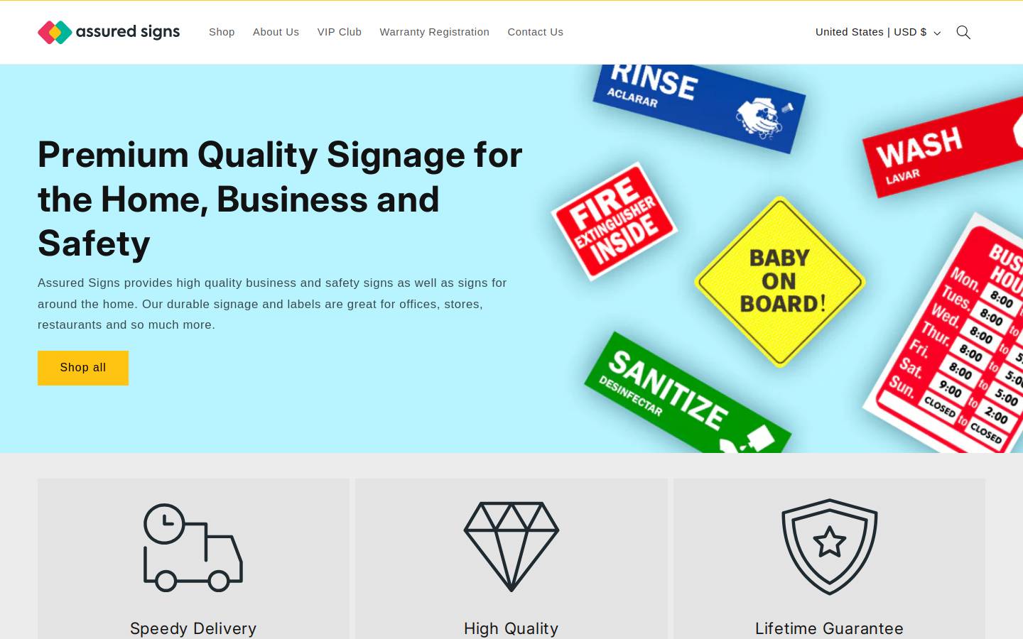 assuredsigns.com homepage screenshot