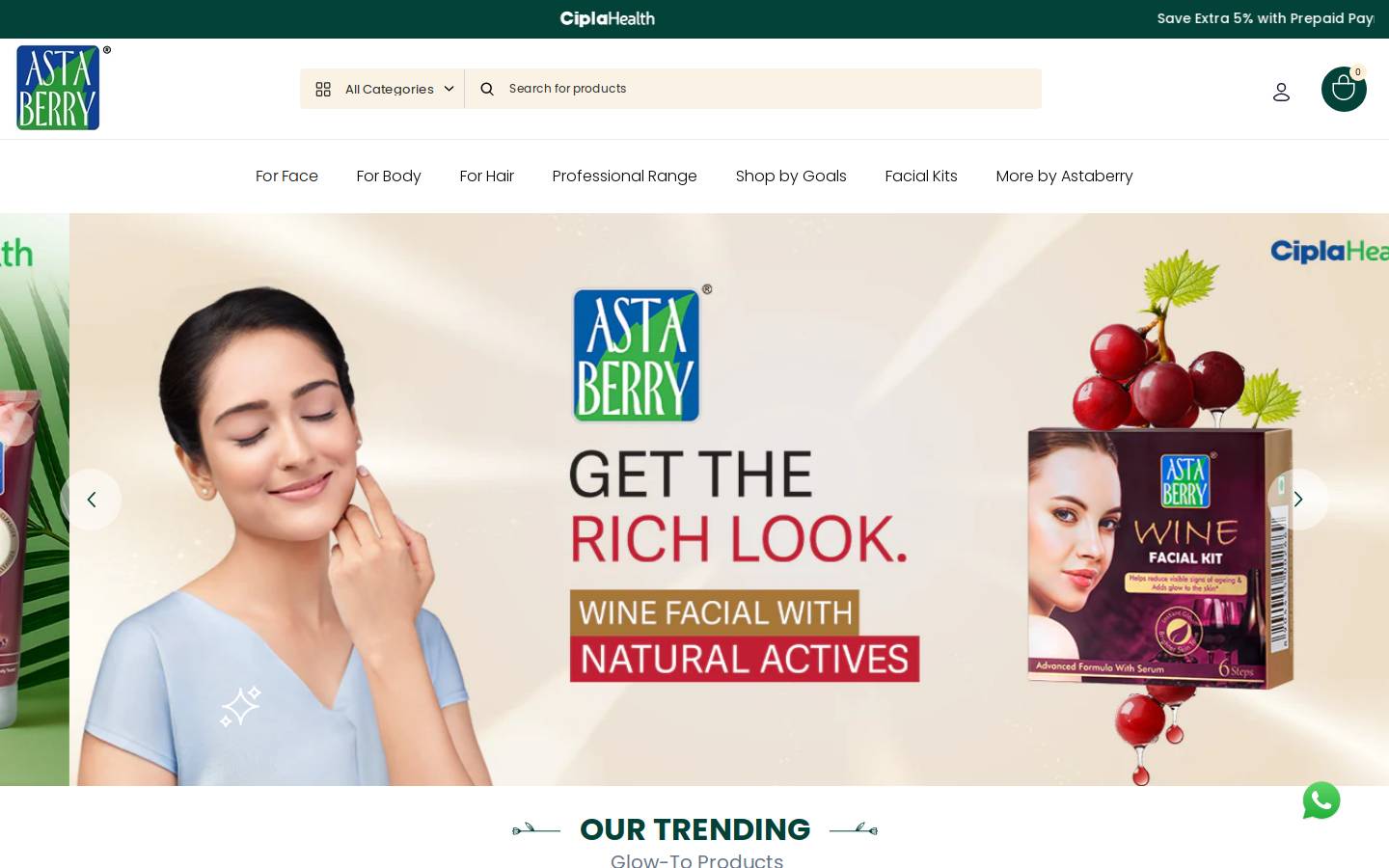 Astaberry homepage screenshot