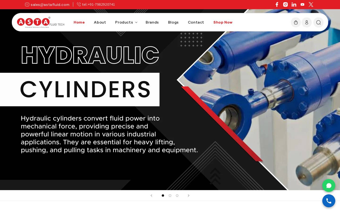 AstaFluid - Hydraulics Systems & Spares homepage screenshot