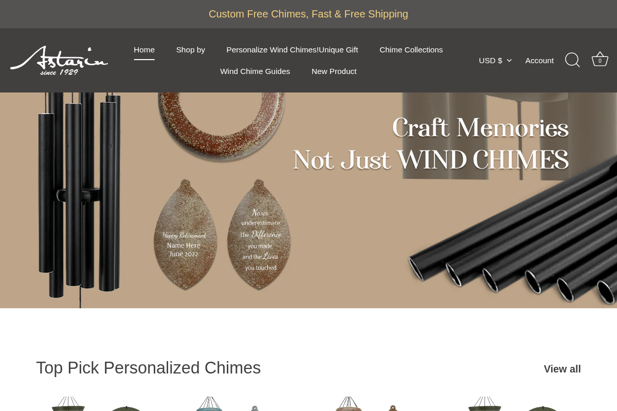 astarinchimes.com homepage screenshot