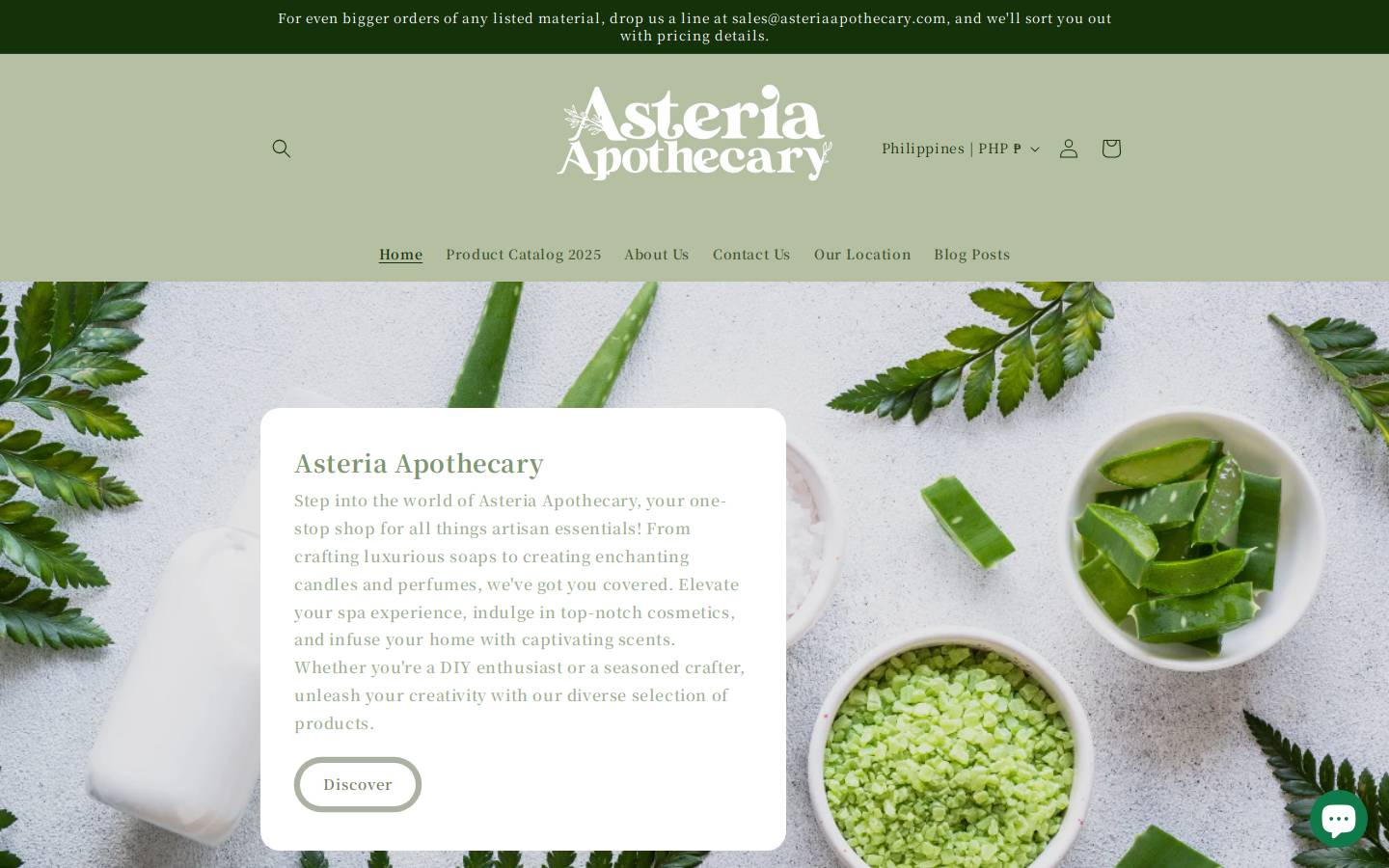 asteriaapothecary.com homepage screenshot