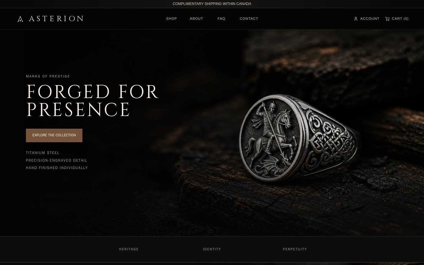 asterionrings.com homepage screenshot