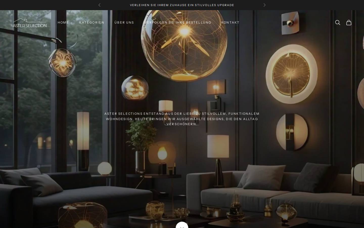 Asterselections homepage screenshot