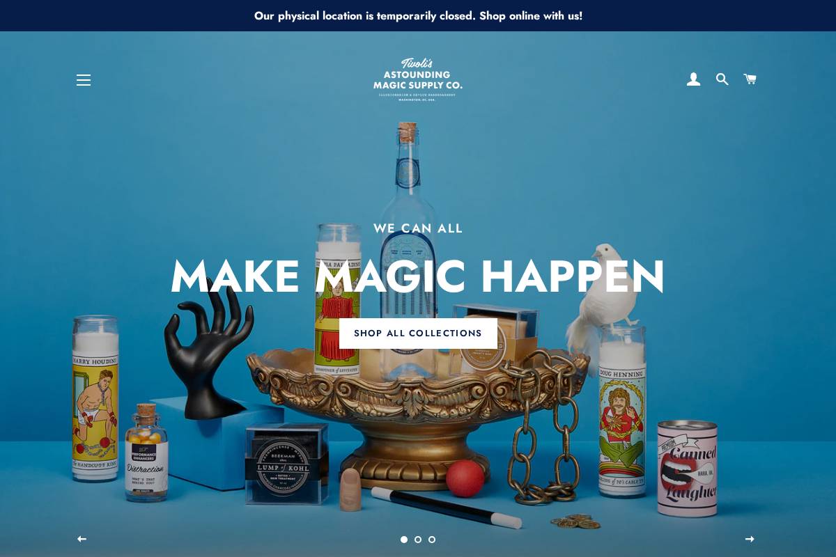 astoundingmagic.com homepage screenshot