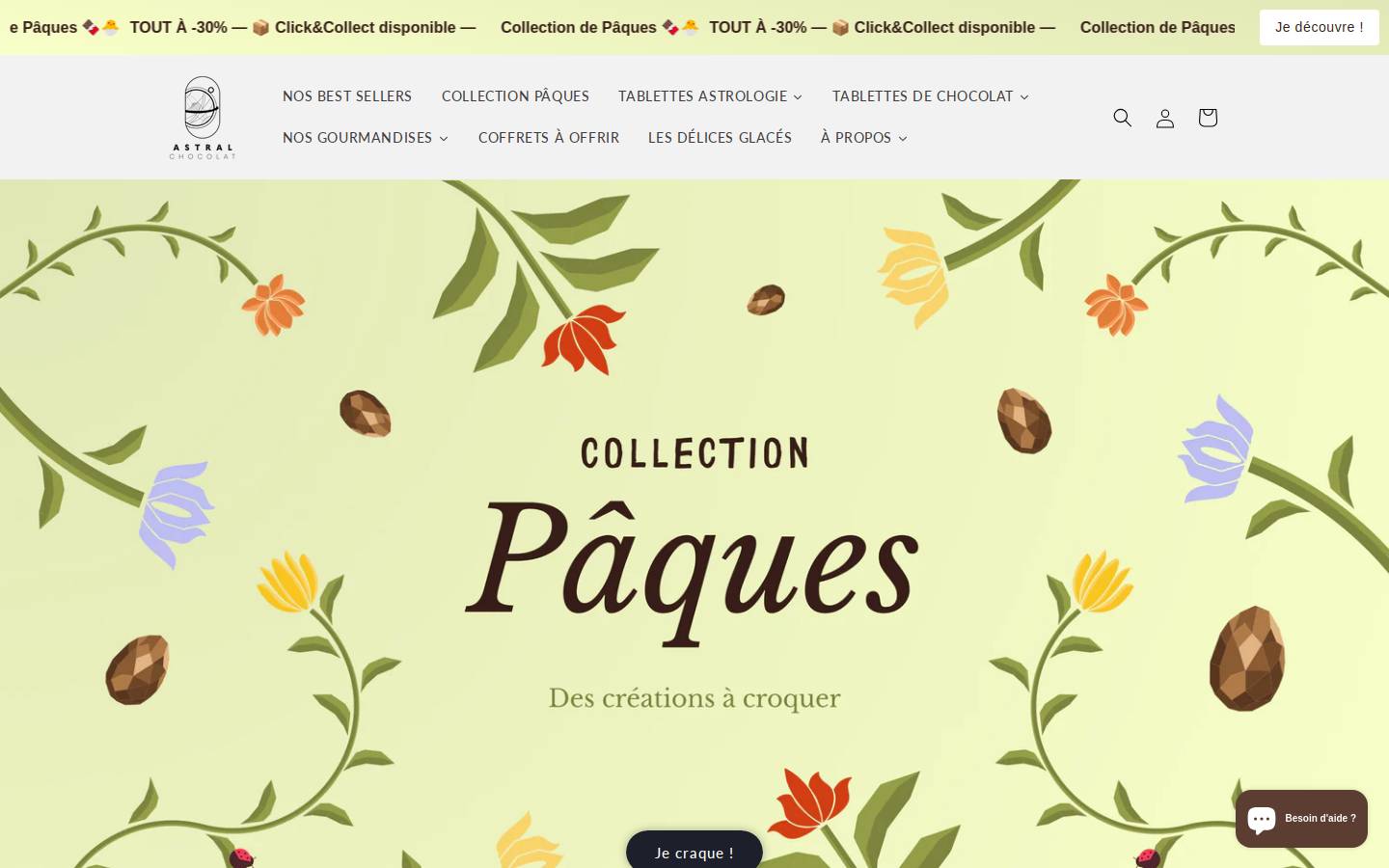 astralchocolat.com homepage screenshot