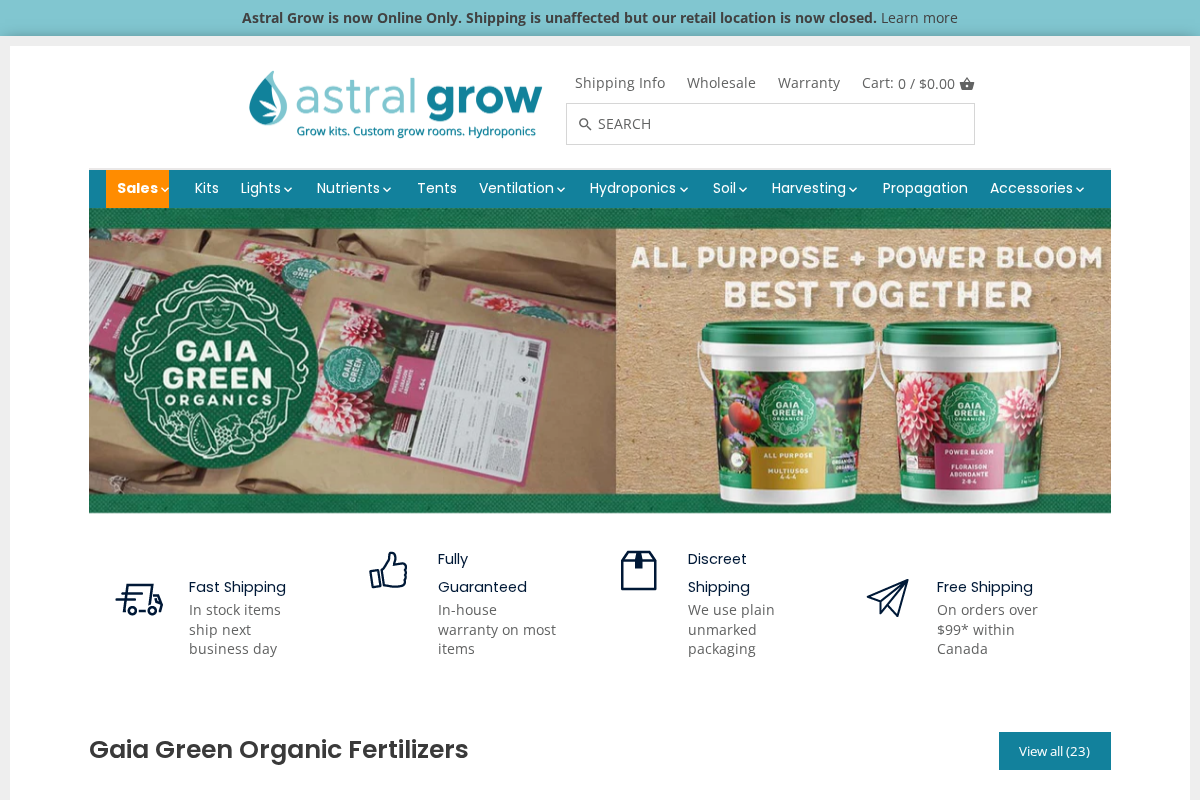 Astral Grow homepage screenshot
