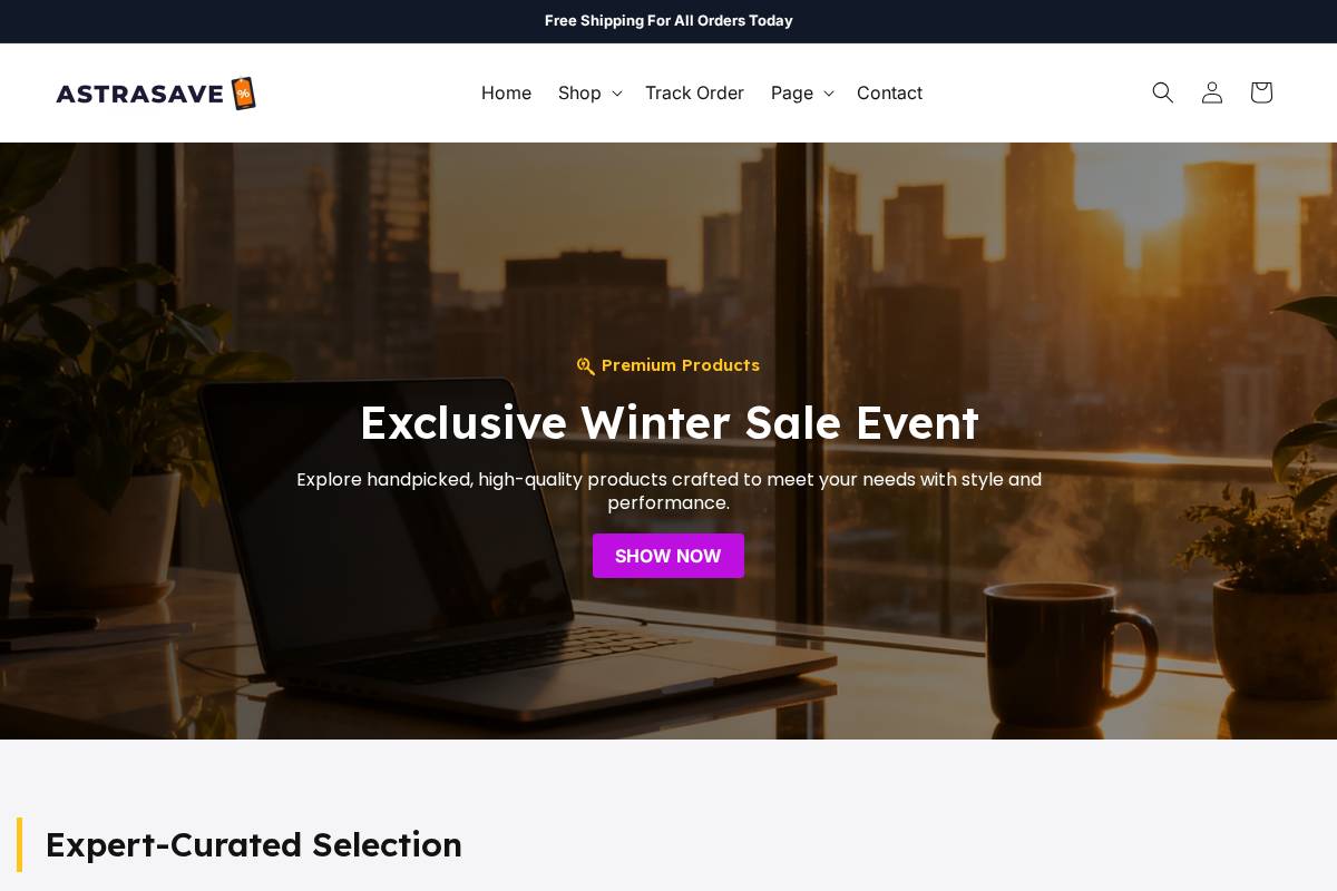 Astrasave homepage screenshot