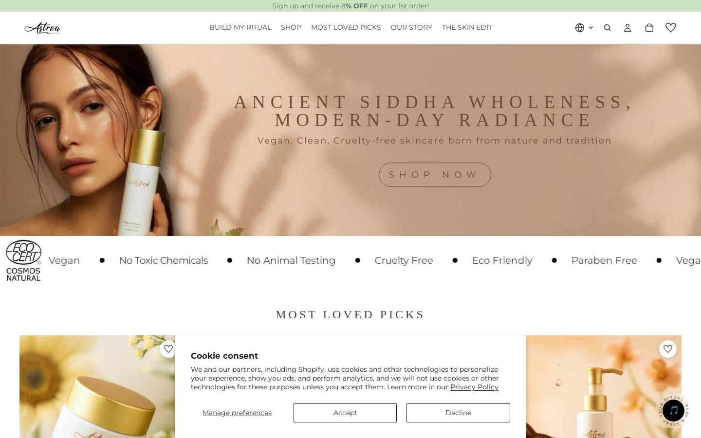 astreabeauty.com homepage screenshot