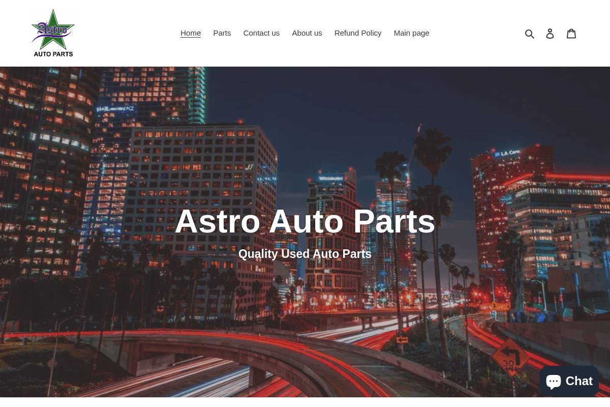 Astro Auto Parts homepage screenshot