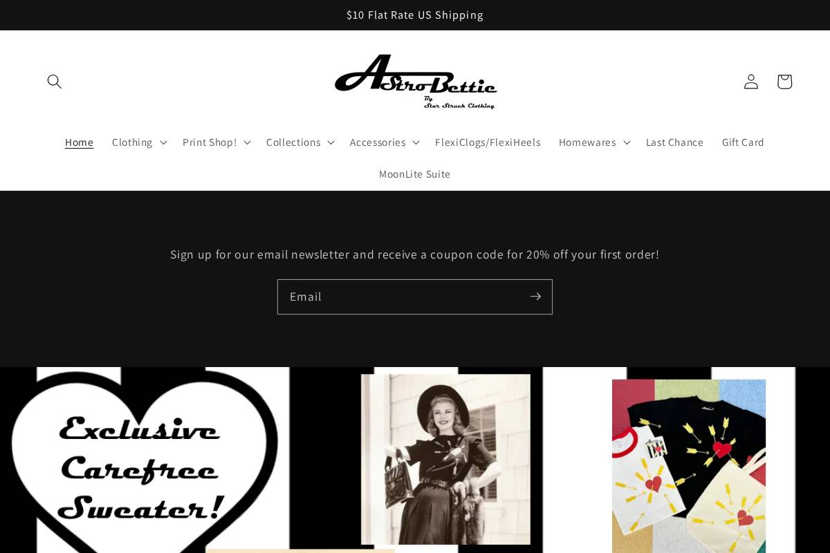 astrobettieshop.com homepage screenshot