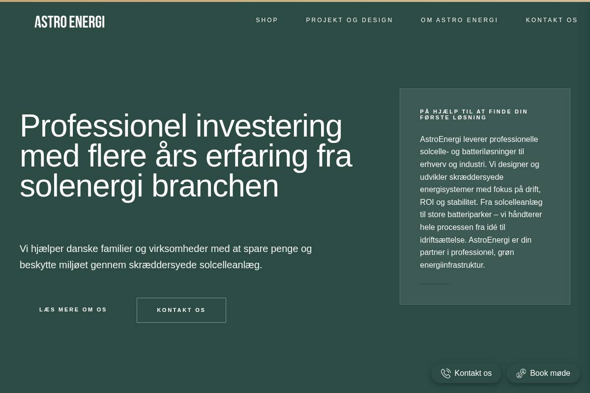 Astro Energi homepage screenshot