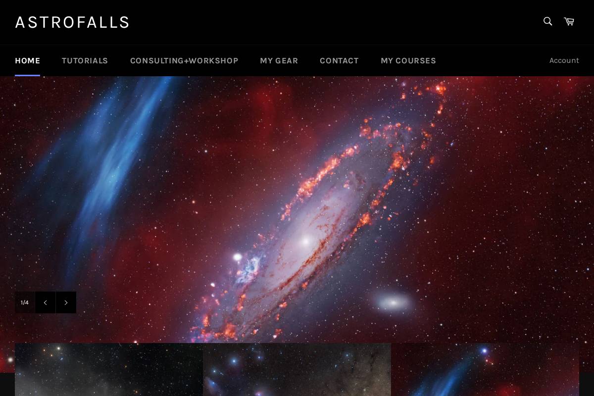 astrofalls.com homepage screenshot