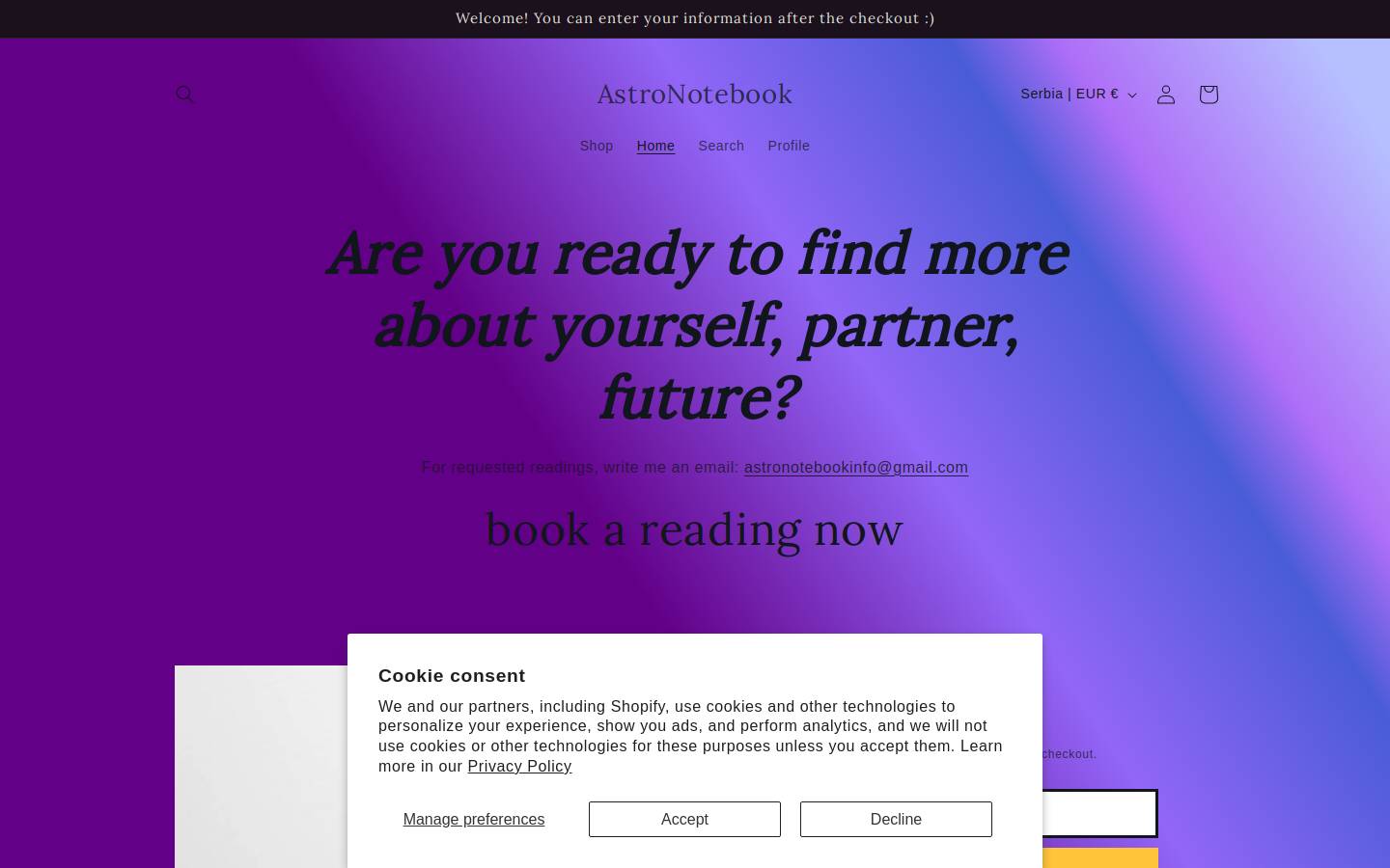 astronotebook.com homepage screenshot