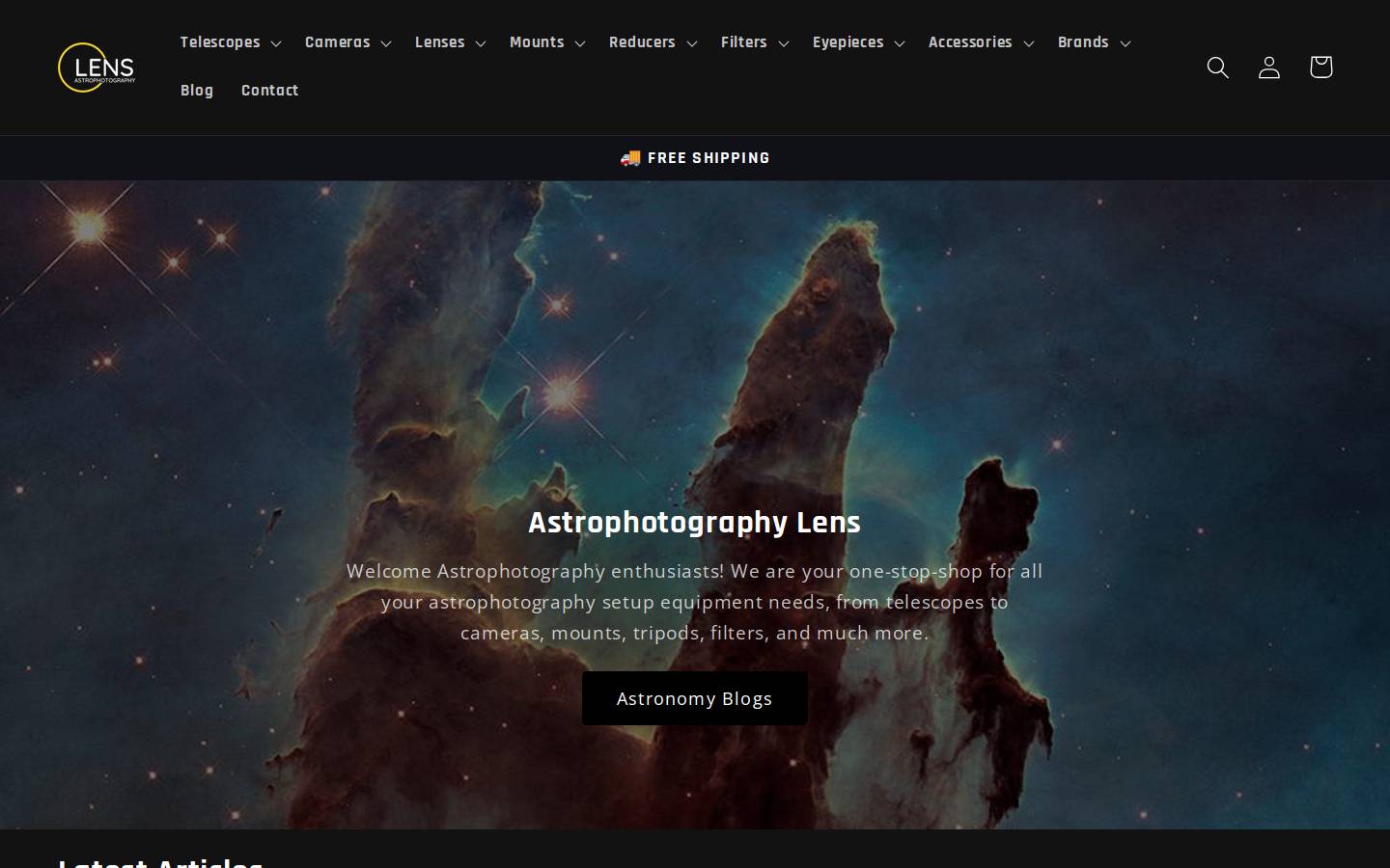 astrophotographylens.com homepage screenshot