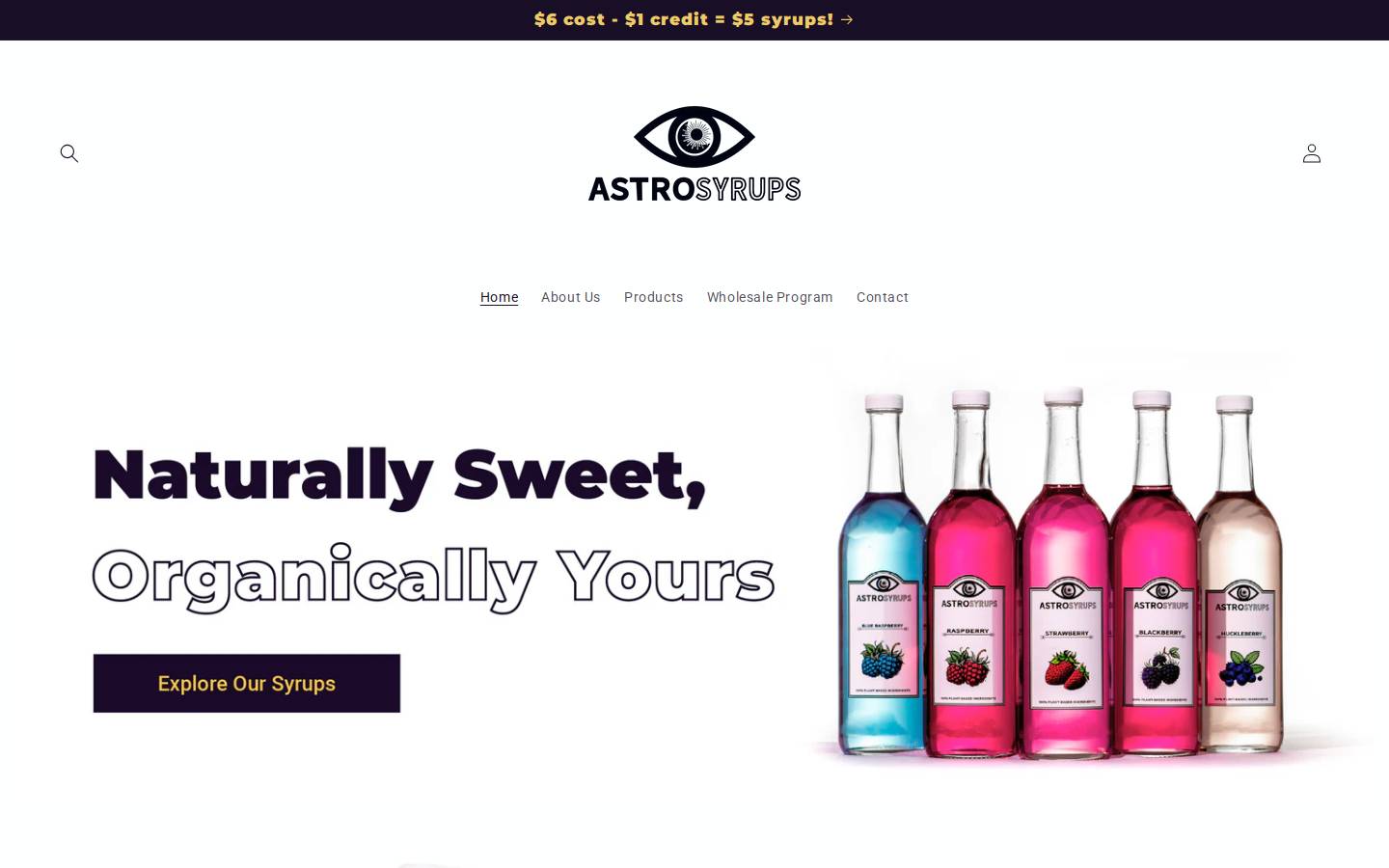 astrosyrups.com homepage screenshot