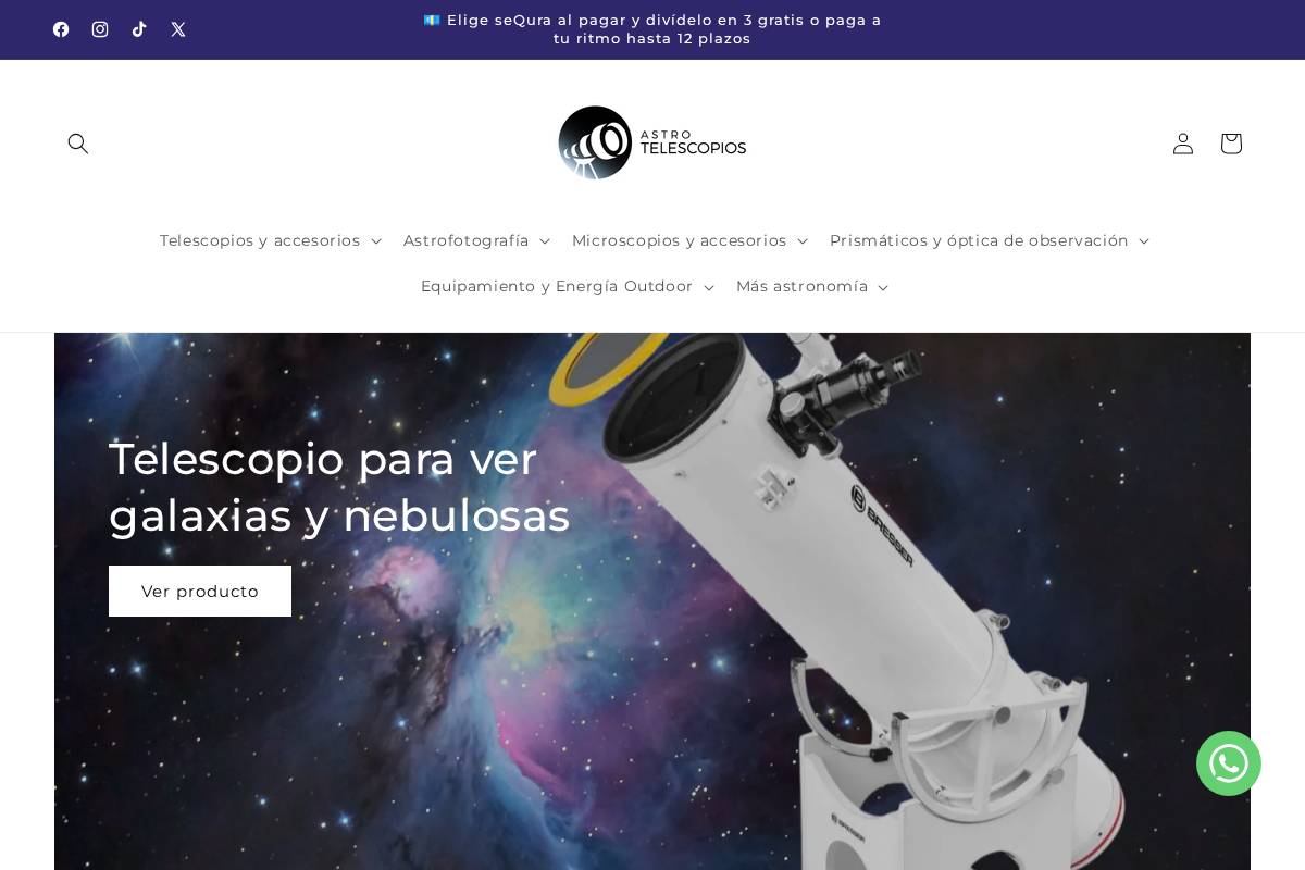 Astro Telescopios homepage screenshot