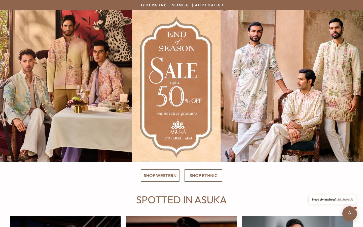 asukacouture.com homepage screenshot