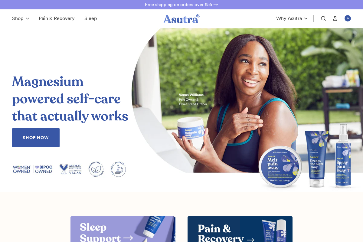 Asutra homepage screenshot