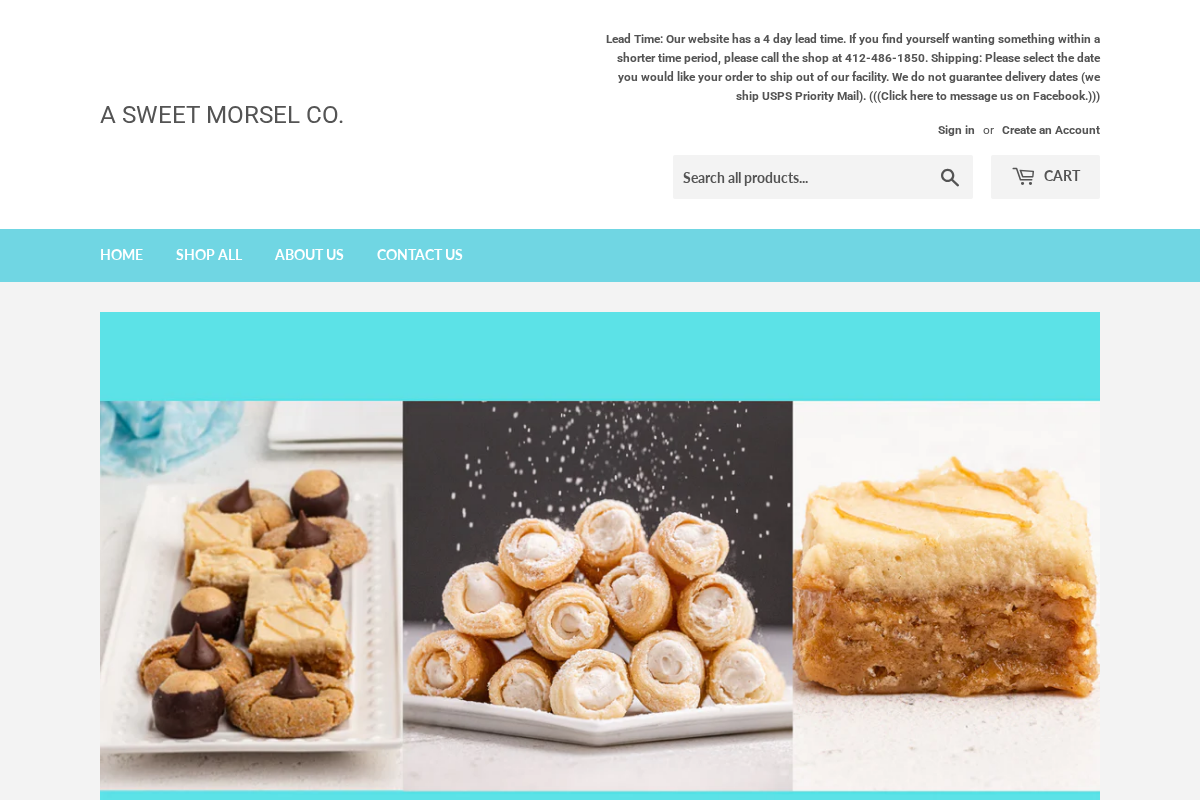 A Sweet Morsel Co. homepage screenshot
