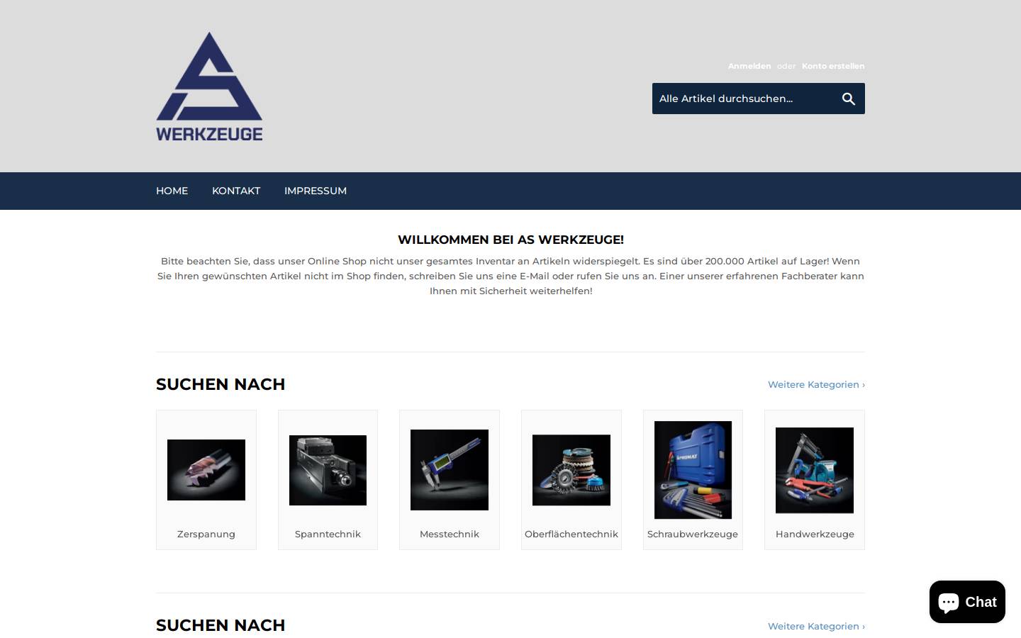 aswerkzeuge.com homepage screenshot