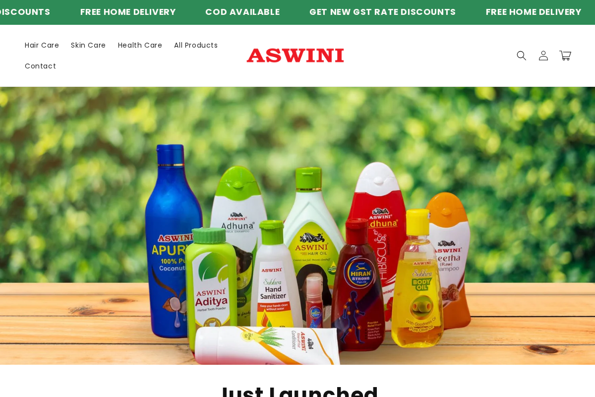 Aswini homepage screenshot